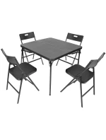 Stôl na stolovanie KOMPAKTNÝ STÔL 86,5x86,5x71 cm a 4 sedadlá ČIERNA