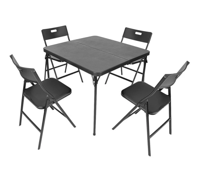 Stôl na stolovanie KOMPAKTNÝ STÔL 86,5x86,5x71 cm a 4 sedadlá ČIERNA