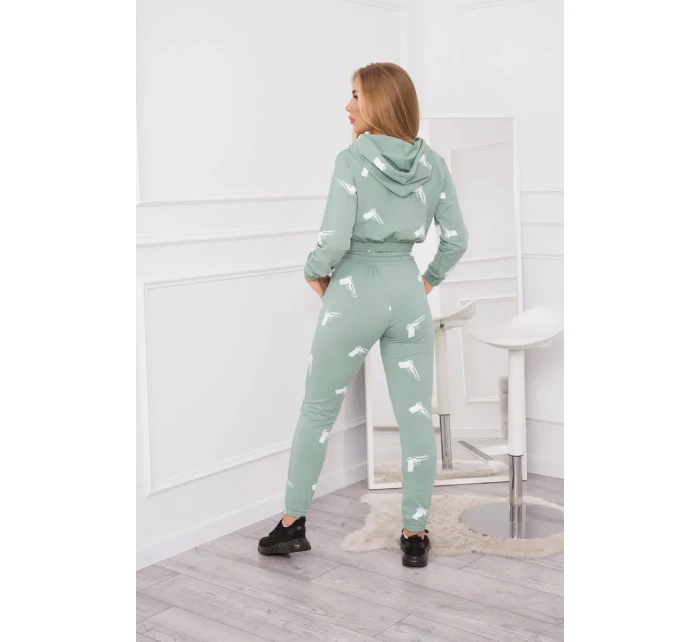 Sada s potlačou pištole tmavo mätová