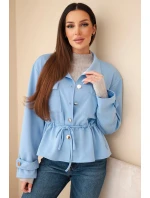 Dámska maslová mikina na gombíky so šnúrkou a vreckami modrá