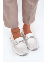 Skórzane Mokasyny Damskie S.Barski GR51-598 Perłowe