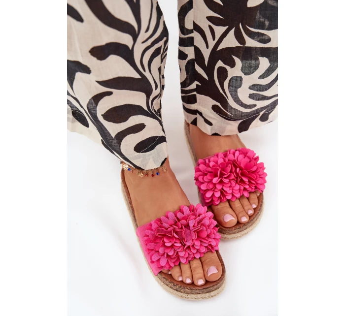 Klapki Damskie Na Platformie Z Ozdobnymi Kwiatkami Fuksja Tessara Klapki Damskie Na Platformie Z Ozdobnymi Kwiatkami Fuksja Tessara