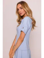 M842 Džínsové šaty so záhybmi - svetlomodré M842 Džínsové šaty so záhybmi - svetlomodré