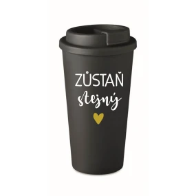 ZŮSTAŇ STEJNÝ - černý termohrnek 475 ml