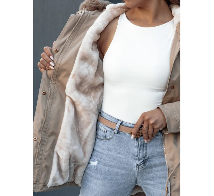 Dámská zimní bunda parka s kožešinou béžová Dstreet model 21979832 - FashionStreet