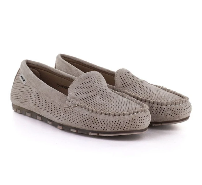 Dámske semišové poltopánky khaki farby Potocki 09301