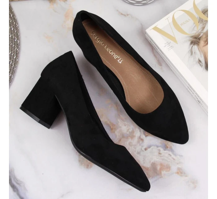 Sergio Leone W SK358A čierne lodičky na podpätku