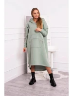 Zateplené šaty s kapucí tmavě mátové Zateplené šaty s kapucí tmavě mátové