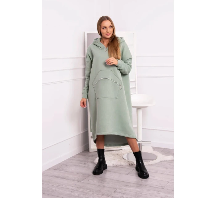Zateplené šaty s kapucí tmavě mátové Zateplené šaty s kapucí tmavě mátové