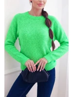 Dámsky detský sveter z alpaky s dlhými rukávmi neónovo zelenej farby Dámsky detský sveter z alpaky s dlhými rukávmi neónovo zelenej farby