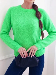 Dámsky detský sveter z alpaky s dlhými rukávmi neónovo zelenej farby