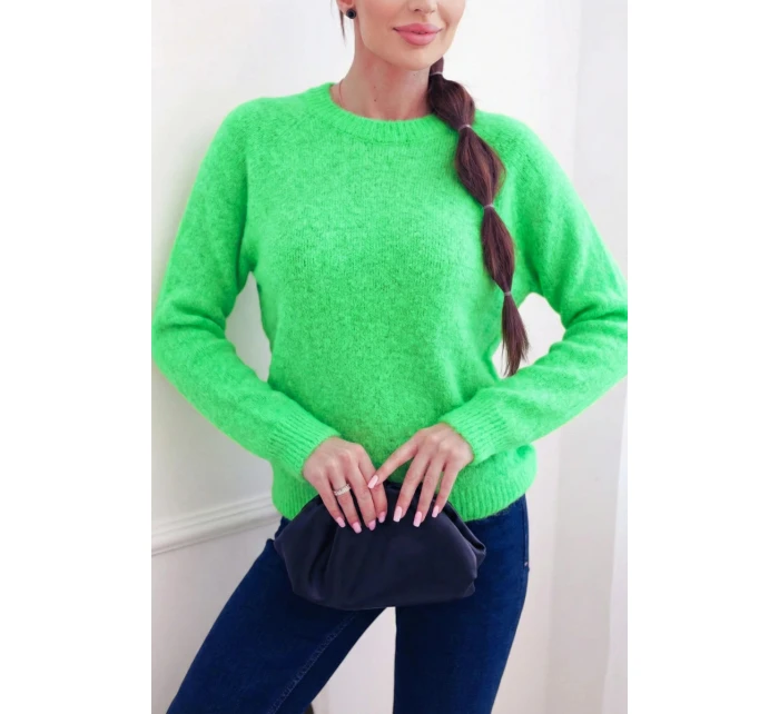 Dámsky detský sveter z alpaky s dlhými rukávmi neónovo zelenej farby Dámsky detský sveter z alpaky s dlhými rukávmi neónovo zelenej farby