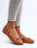 Balerínky z organickej kože s mašľou Camel Sandal