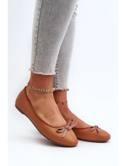 Balerínky z organickej kože s mašľou Camel Sandal