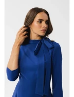 S346 Šaty s viazaným výstrihom - kráľovská modrá S346 Šaty s viazaným výstrihom - kráľovská modrá