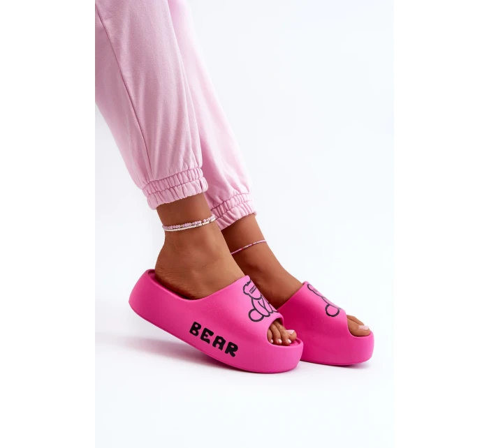 Dámske penové papuče na pevnej podrážke s medvedíkom Fuchsia Lamira Dámske penové papuče na pevnej podrážke s medvedíkom Fuchsia Lamira