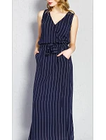 Dámske šaty Alena Tmavo modré s bielym vzorom - Vienetta