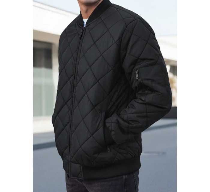 Pánska prešívaná bunda bomber čierna TX2215 Pánska prešívaná bunda bomber čierna TX2215