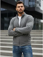 Pánska svetlosivá mikina na zips FashionStreet BX4773