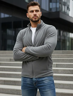 Pánska svetlosivá mikina na zips FashionStreet BX4773