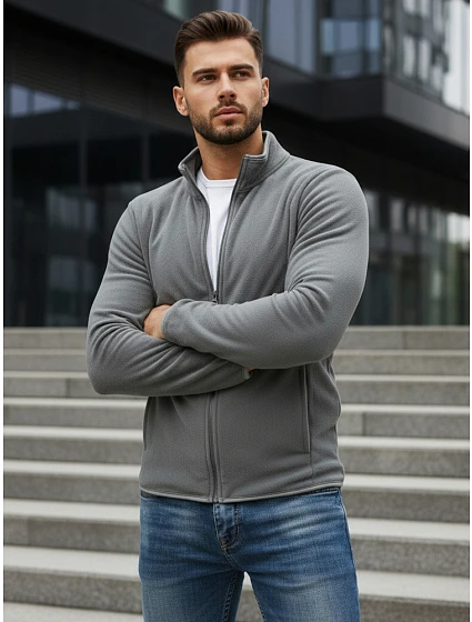 Pánska svetlosivá mikina na zips FashionStreet BX4773