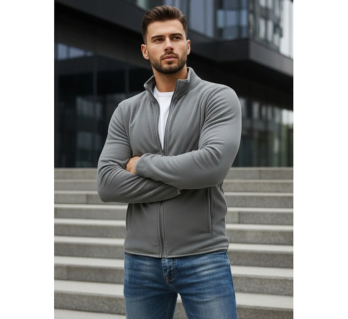 Pánska svetlosivá mikina na zips FashionStreet BX4773