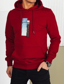 Pánská mikina s kapucí bordó Dstreet model 21976186 - FashionStreet