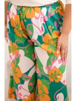 Dámske plus veľkosť viskózové nohavice s kvetinovým vzorom Orange