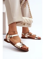 model 21647967 Dámské kožené sandály zlaté - Zazoo