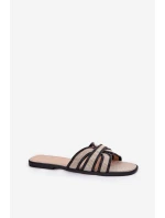 Klasyczne Klapki Damskie Płaskie Beżowo-Czarne Scazze Klasyczne Klapki Damskie Płaskie Beżowo-Czarne Scazze