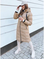Dámská prošívaná zimní bunda s kapucí tmavě béžová Dstreet model 21971646 - FashionStreet
