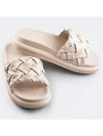 Béžové dámske šľapky so zapleteným opaskom (XA-137)