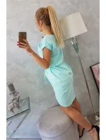 Šaty s obálkovým spodným dielom v mätovej farbe