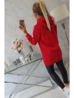 Mikina s kapucňou a nášivkami červená
