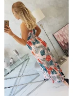 Šaty s motívom listov púdrovo ružovej Šaty s motívom listov púdrovo ružovej