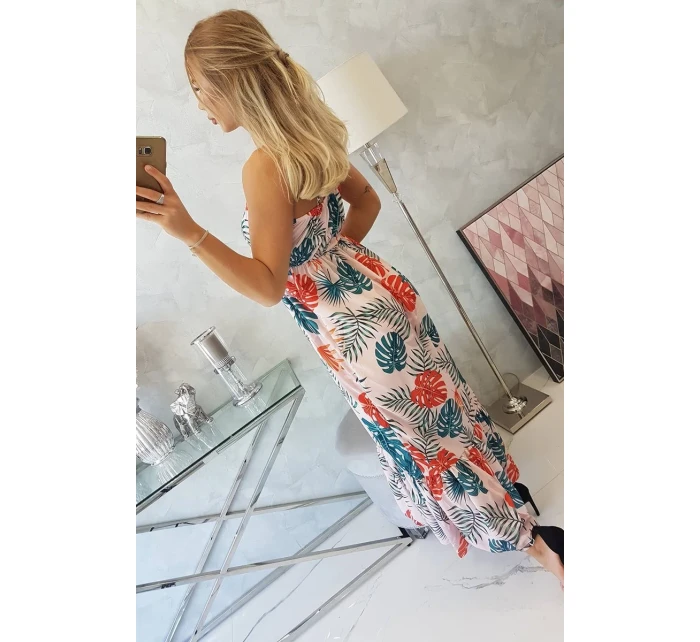 Šaty s motívom listov púdrovo ružovej Šaty s motívom listov púdrovo ružovej