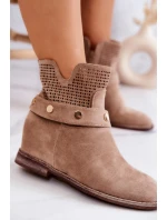 Ażurowe Wiosenne Damskie Botki Beżowe Royale