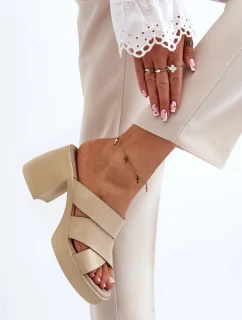 Kožené papuče Zazoo na béžovom bloku