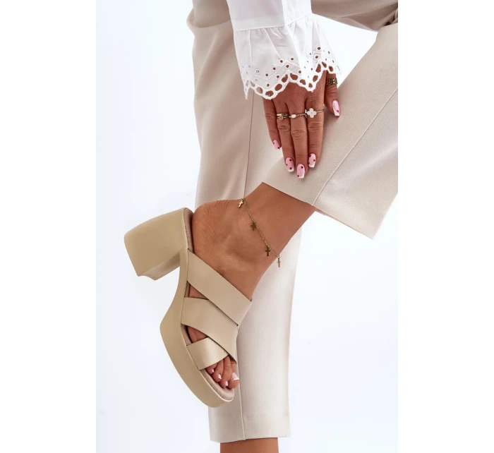 Kožené papuče Zazoo na béžovom bloku