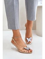 Transparentné sandále na podpätku Butterfly D&A Gold Transparentné sandále na podpätku Butterfly D&A Gold