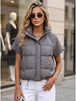 Krótka kamizelka damska pikowana szara model 22341160 - FashionStreet