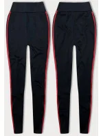 Čierno-červené športové legíny s lampasmi (YW01052-D1-5)