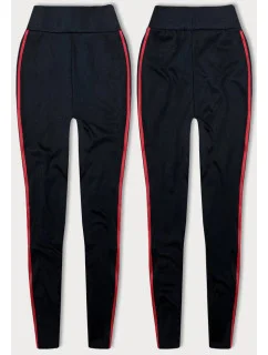 Čierno-červené športové legíny s lampasmi (YW01052-D1-5)