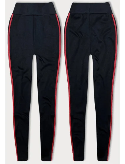 Čierno-červené športové legíny s lampasmi (YW01052-D1-5)