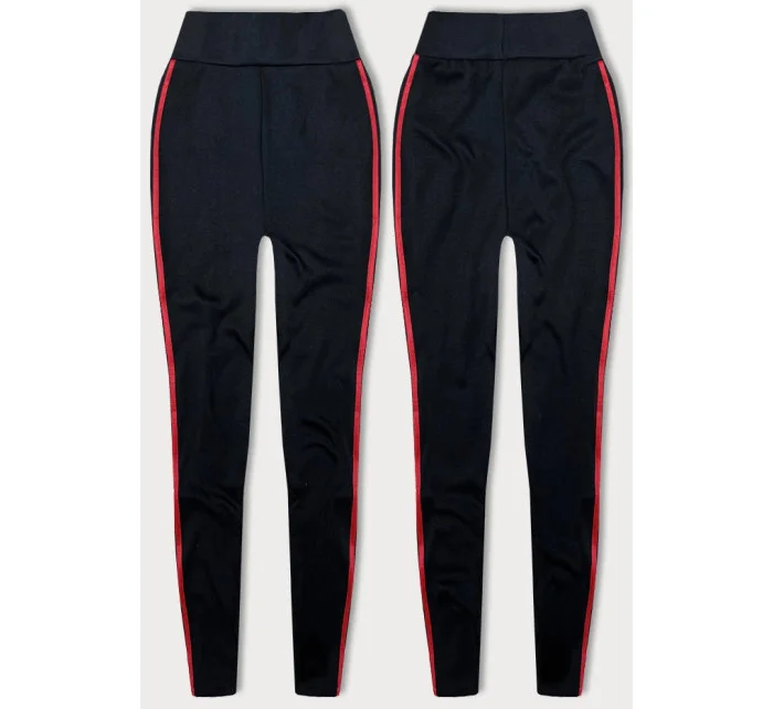 Čierno-červené športové legíny s lampasmi (YW01052-D1-5)