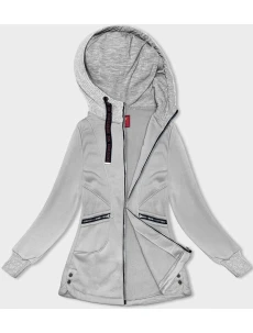 Svetlosivá dámska mikina so svetríkovou kapucňou (AMG-312A)