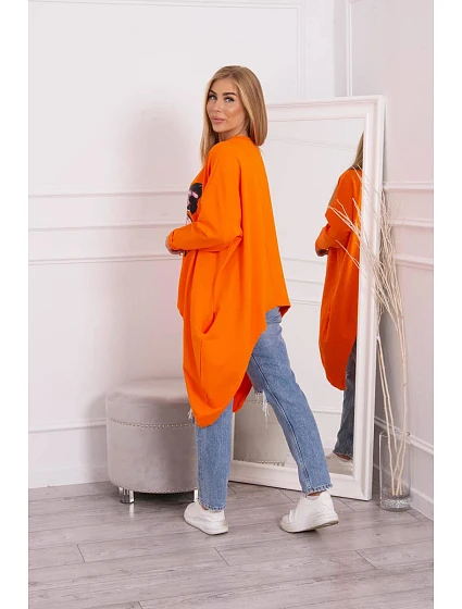 Oversize halenka s potiskem oranžová