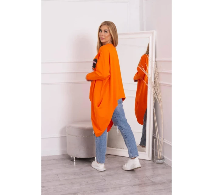 Oversize halenka s potiskem oranžová Oversize halenka s potiskem oranžová