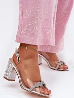 Transparentne Sandały Na Słupku D&A MR51-705 Srebrne