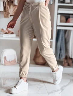 Ležérne dámske plisované nohavice s opaskom PLISSO béžová FashionStreet UY2516